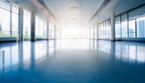 Abstract blurred modern workspace background, white indoor interior office or hospital with window and the light with copy space. Blurry backgrounds for advertising and business presen  Generative AI © Robert