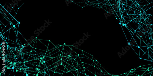 Abstract connecting dots and lines with geometric background. Geometric plexus structure cybernetic concept. Internet connection network high digital technology with connecting points and lines.