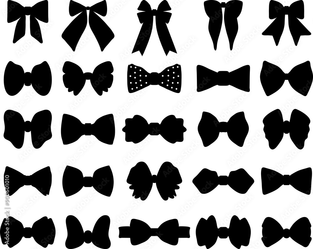 Black silhouette of butterfly bows Black silhouette of butterfly bows