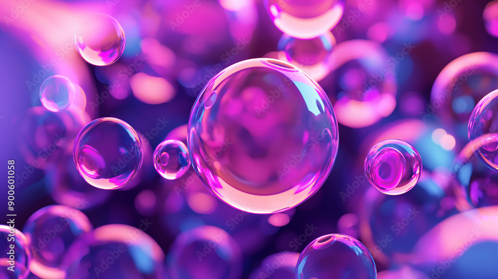 Vivid Neon 3D Abstract Bubbles - Colorful Background Illuminated with Bright Lights Vivid Neon 3D Abstract Bubbles - Colorful Background Illuminated with Bright Lights