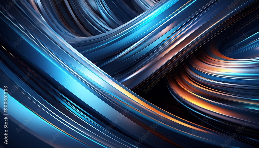 Curved lines of blue and gold create an abstract pattern Curved lines of blue and gold create an abstract pattern