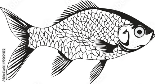 Hand drawing gold fish vector