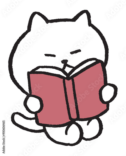 目が細いかわいい白猫のキャラ素材