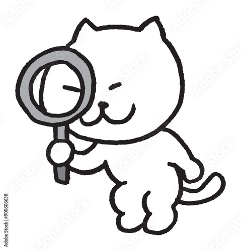 目が細いかわいい白猫のキャラ素材