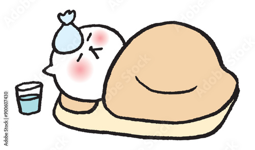 目が細いかわいい白猫のキャラ素材