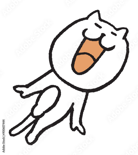 目が細いかわいい白猫のキャラ素材