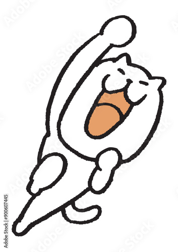 目が細いかわいい白猫のキャラ素材