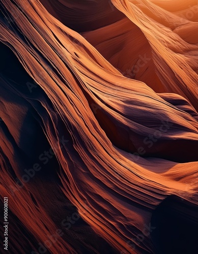 The deep red canyon walls seem to ripple and flow in the fading sunlight