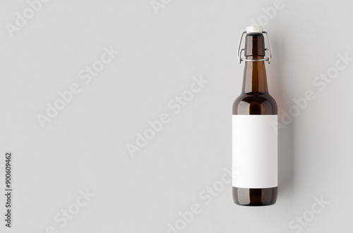 Flip top beer bottle mockup with a blank label and copyspace. photo