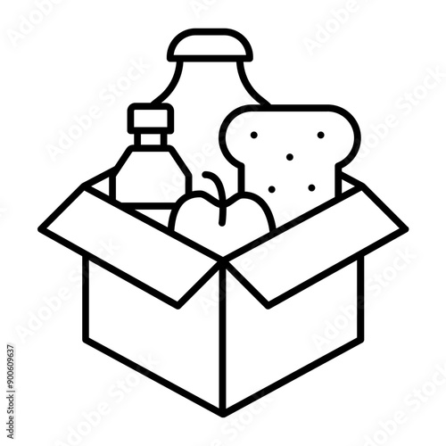 Food in box icon. outline icon