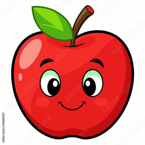 Wallpaper Mural Red apple isolated on white, Red apple vector illustration, apple cartoon vector art, apple silhouette, apple vector icon Torontodigital.ca
