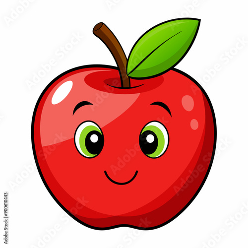 Wallpaper Mural Red apple isolated on white, Red apple vector illustration, apple cartoon vector art, apple silhouette, apple vector icon Torontodigital.ca