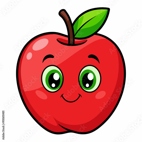 Wallpaper Mural Red apple isolated on white, Red apple vector illustration, apple cartoon vector art, apple silhouette, apple vector icon Torontodigital.ca