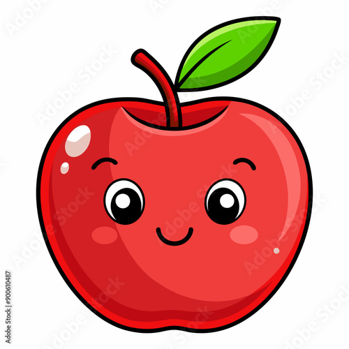 Wallpaper Mural Red apple isolated on white, Red apple vector illustration, apple cartoon vector art, apple silhouette, apple vector icon Torontodigital.ca