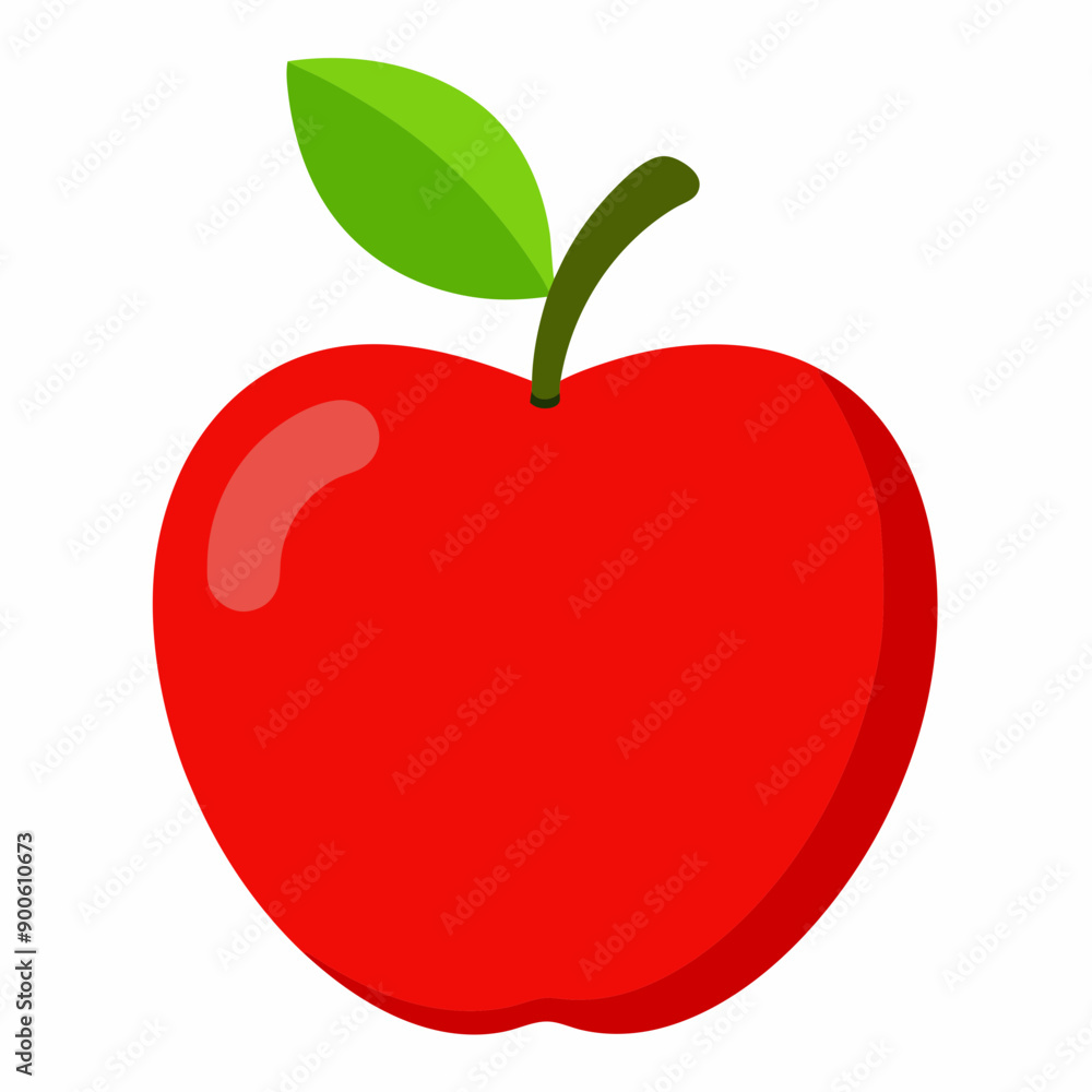 Fototapeta premium Red apple isolated on white, Red apple vector illustration, apple cartoon vector art, apple silhouette, apple vector icon