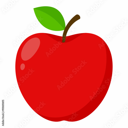 Red apple isolated on white, Red apple vector illustration, apple cartoon vector art, apple silhouette, apple vector icon