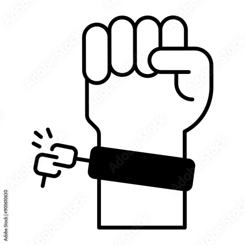 human right. broken chain icon. black fill icon