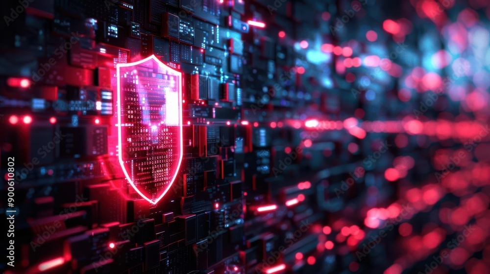 Cybersecurity, neon firewall interface, futuristic digital shield, advanced protection system Cybersecurity, neon firewall interface, futuristic digital shield, advanced protection system