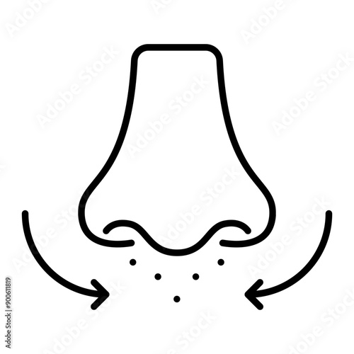 Pollen Allergy. Nose icon. outline icon