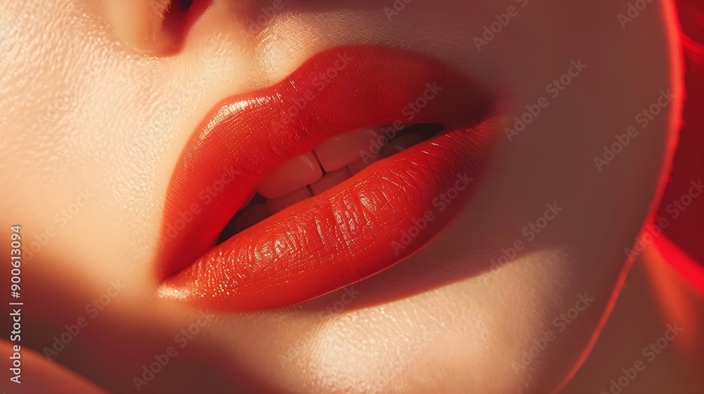 Obraz premium Bright female lips and lipstick, very beautiful graphic resources