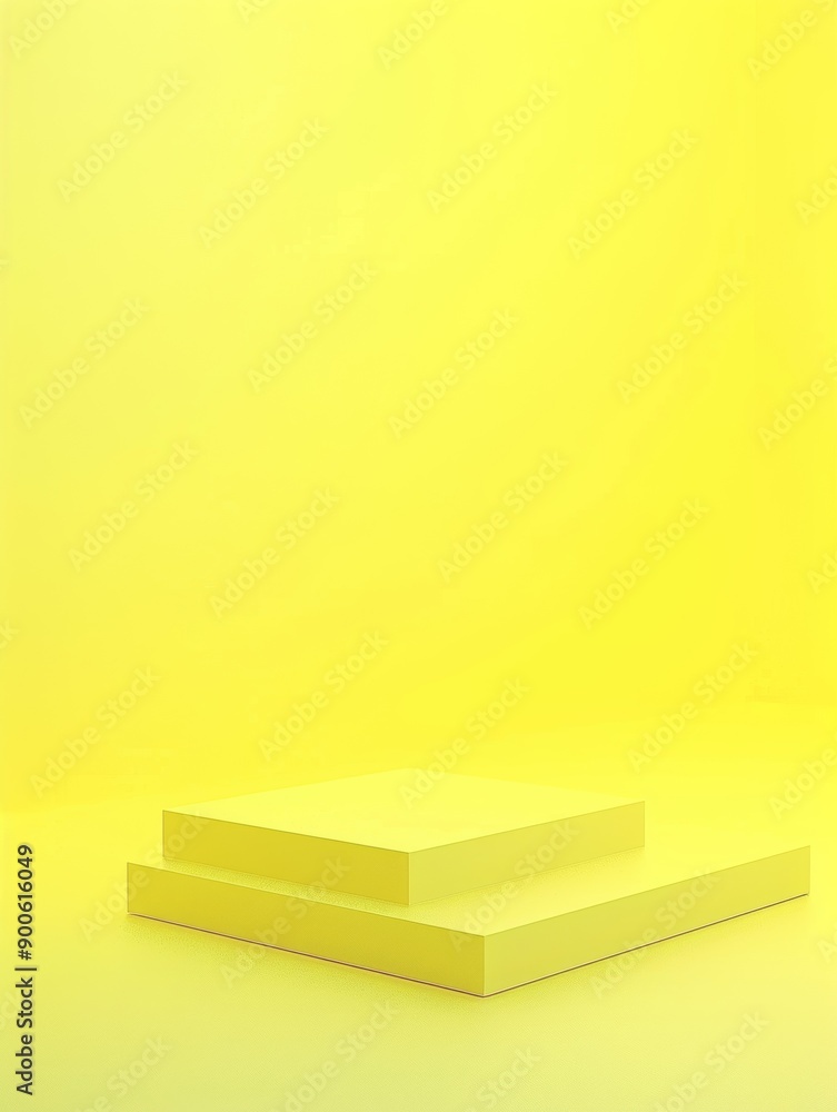 Neon Yellow Podium Platform on a Vibrant Surface with Matching Background Neon Yellow Podium Platform on a Vibrant Surface with Matching Background