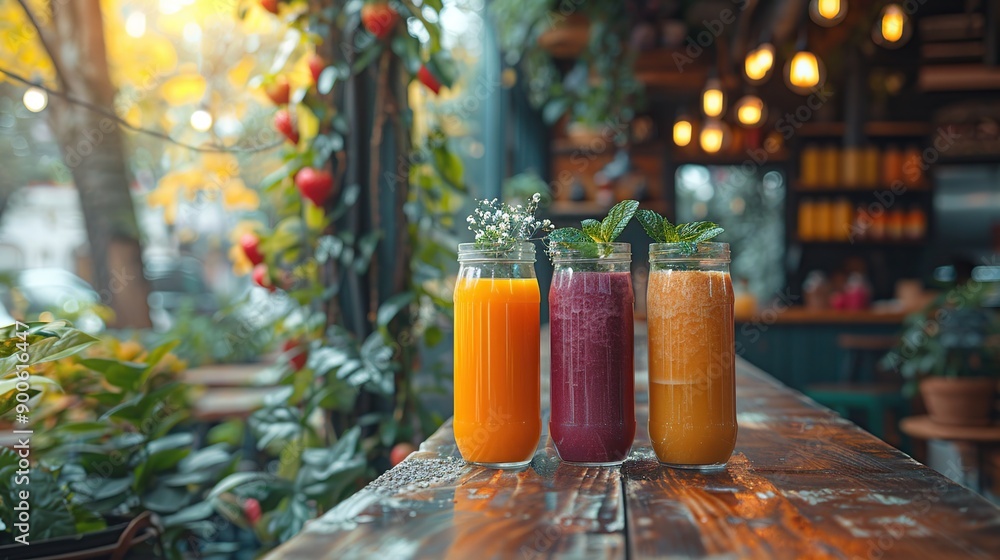 Refreshing Smoothies in a Cozy Cafe Refreshing Smoothies in a Cozy Cafe