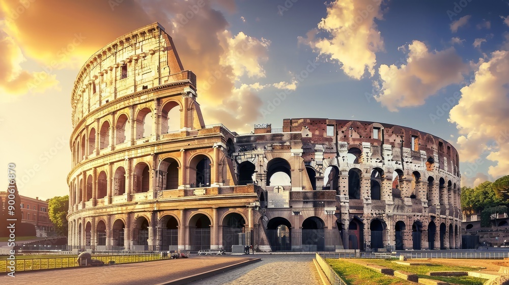 Fototapeta premium view of the colosseum from ouside rome italy 