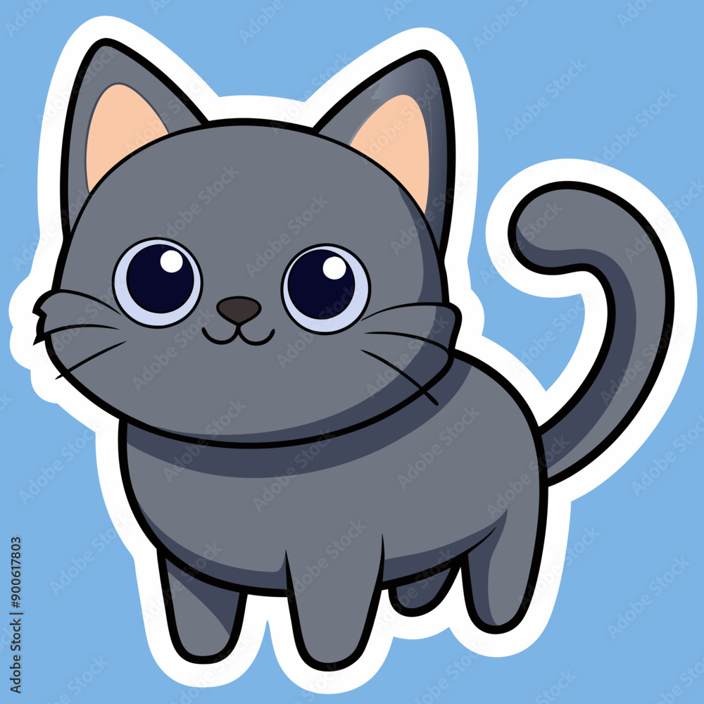 Fototapeta premium Cartoon cat, cat vector illustration, cats cartoon vector art, pet silhouette, animal vector icon
