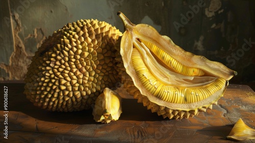 Vibrant Jackfruit Close-up. Eye-catching tropical fruit concept