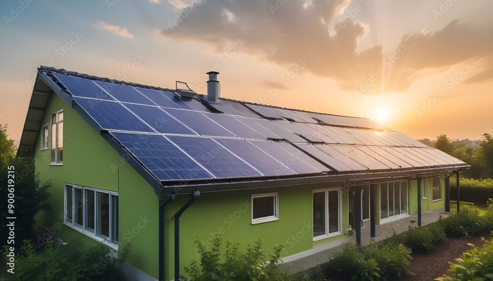 custom made wallpaper toronto digitalPanel solar energy photovoltaic power roof sun home cell system green house eco industry. Solar energy building panel future electric engineer technology ecology sunset nature station sky light work 