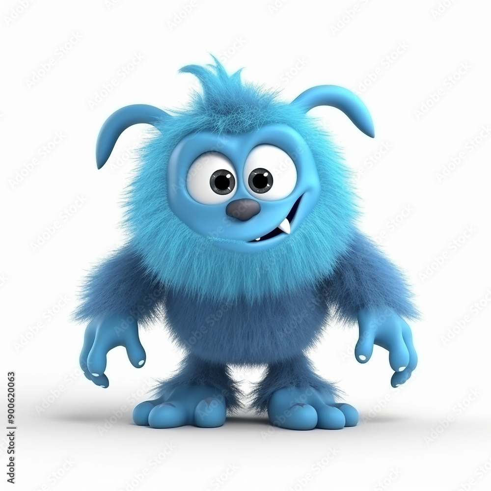 Fotografie A blue, furry monster. AI Generated