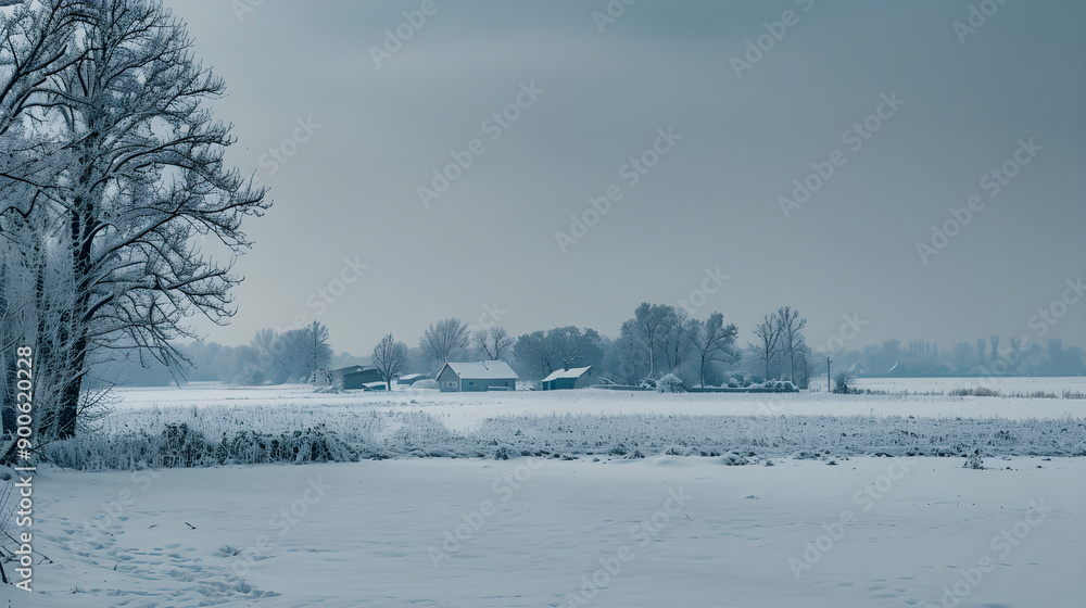 A serene winter scene with a snow-covered landscape captured in a raw, natural style. A serene winter scene with a snow-covered landscape captured in a raw, natural style.