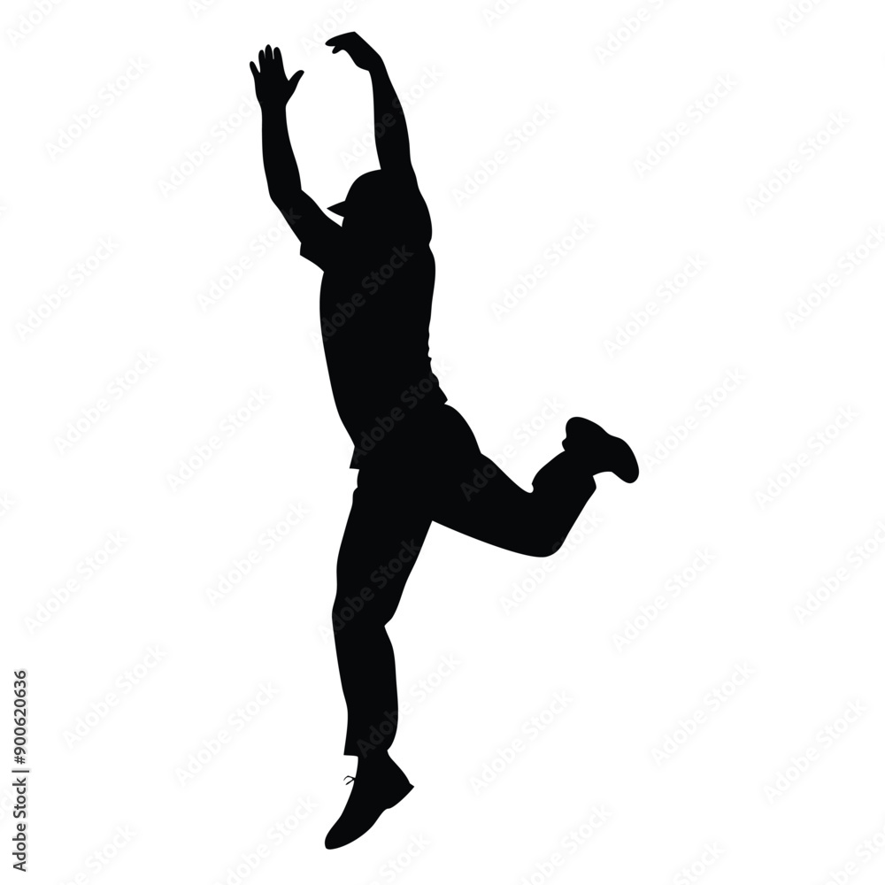 a cricket fielder jumping for catching ball, vector silhouette isolated white background a cricket fielder jumping for catching ball, vector silhouette isolated white background