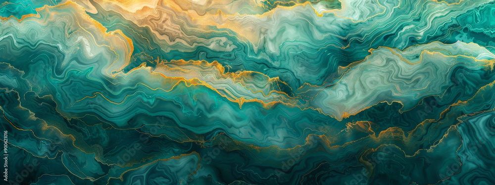 Vibrant Abstract Swirl of Teal and Gold Created by Fluid Art Techniques Vibrant Abstract Swirl of Teal and Gold Created by Fluid Art Techniques