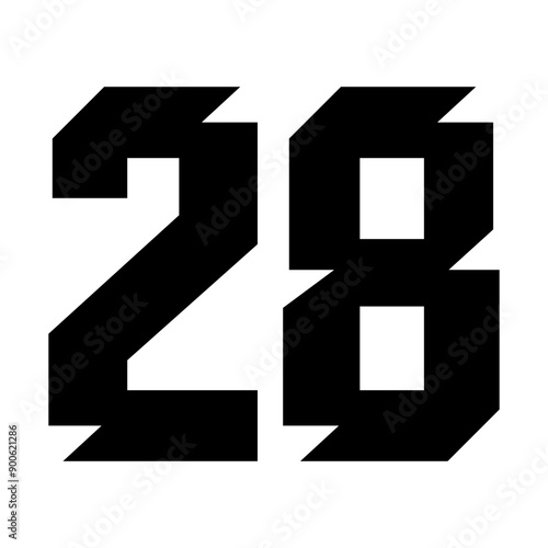 28 Vintage Sport Jersey numbers in black with a white background 