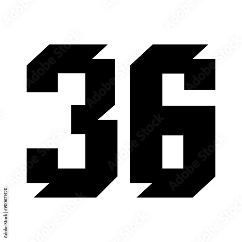 36 Vintage Sport Jersey numbers in black with a white background 