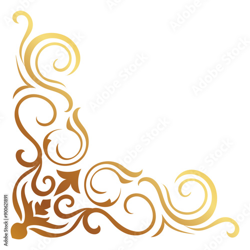 Elegant gold corners, vintage style, beautiful, intricate scrolling wood.