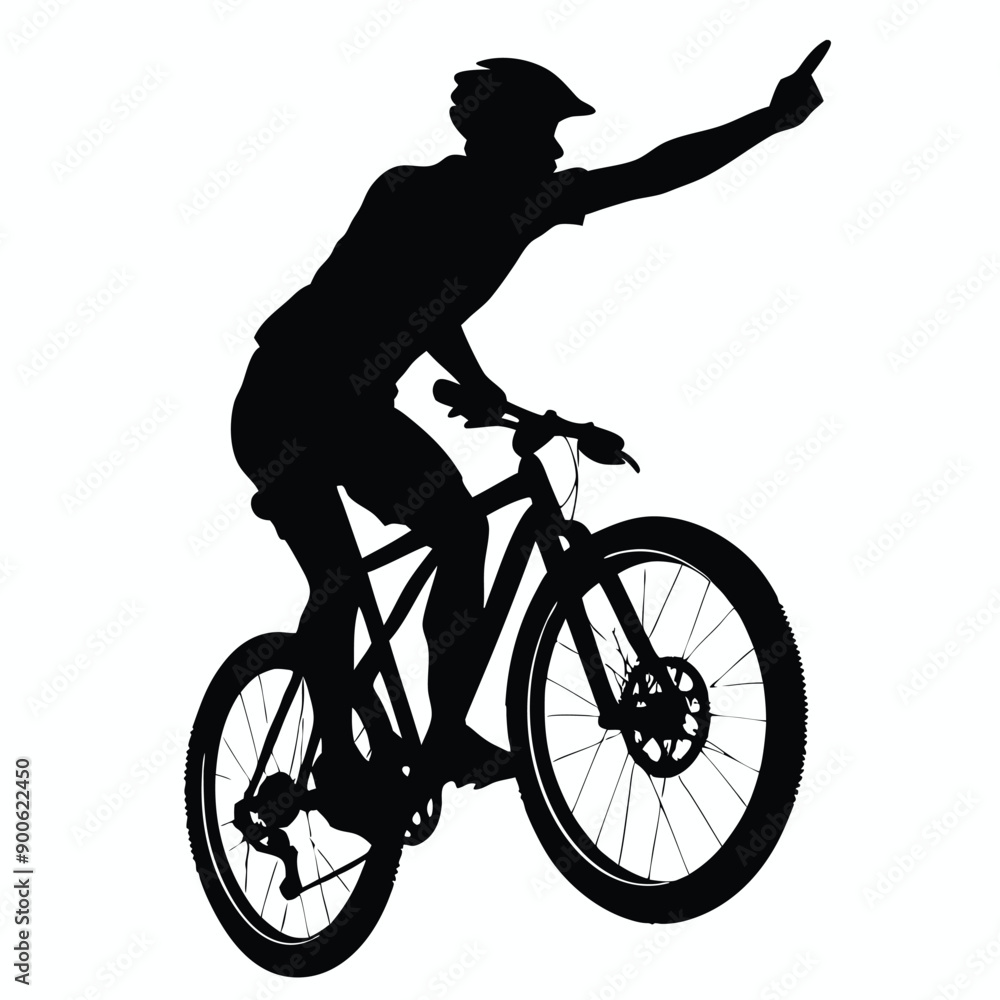 Obraz premium a mountain rider going fast with bycicle vector silhouette, isolated white background 