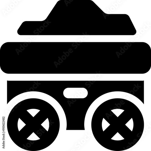 UI mine cart Vector Icon Illustration. Glyph Style