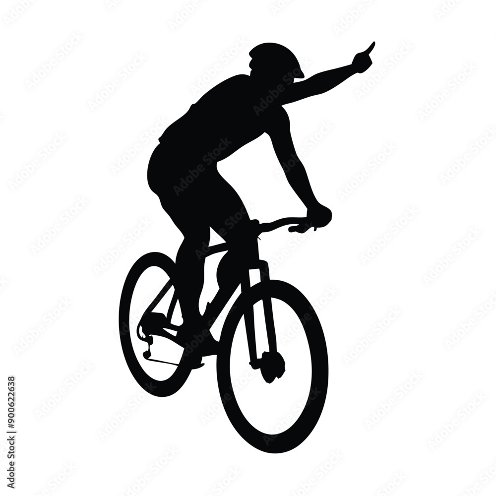 Obraz premium a mountain rider going fast with bycicle vector silhouette, isolated white background 