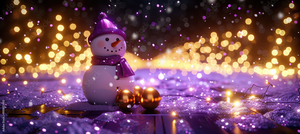 Fototapeta premium Winter Scene with Cute Snowman