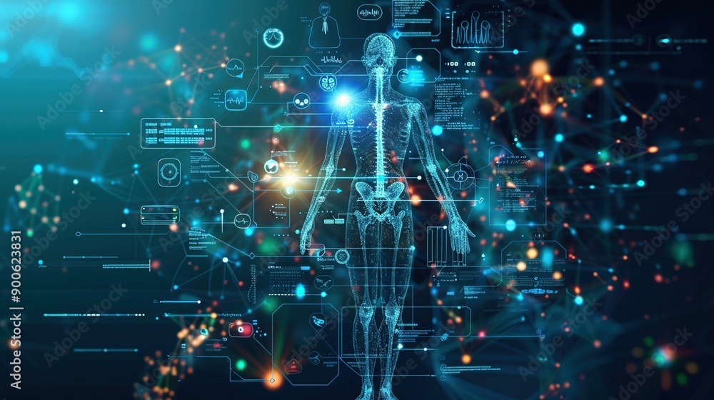 Obraz premium Digital Human Body Scan with Medical Data