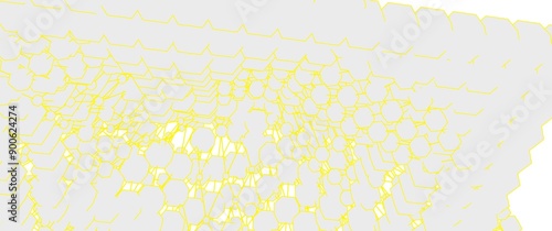 Hexagonal pattern with a glowing effect in yellow and white tones.