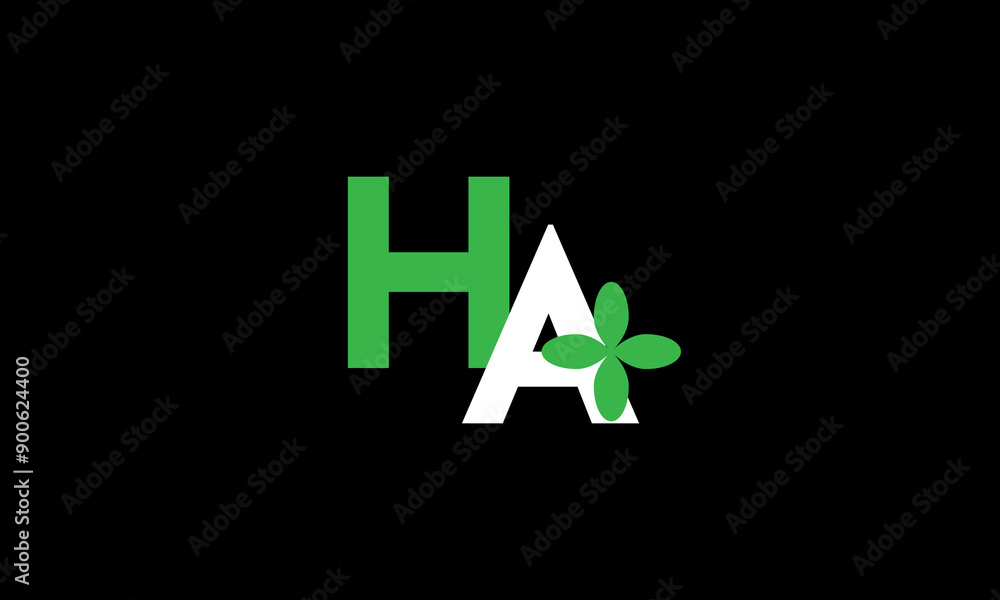 Fototapeta premium HA Leaf Logo Initial Green Nature