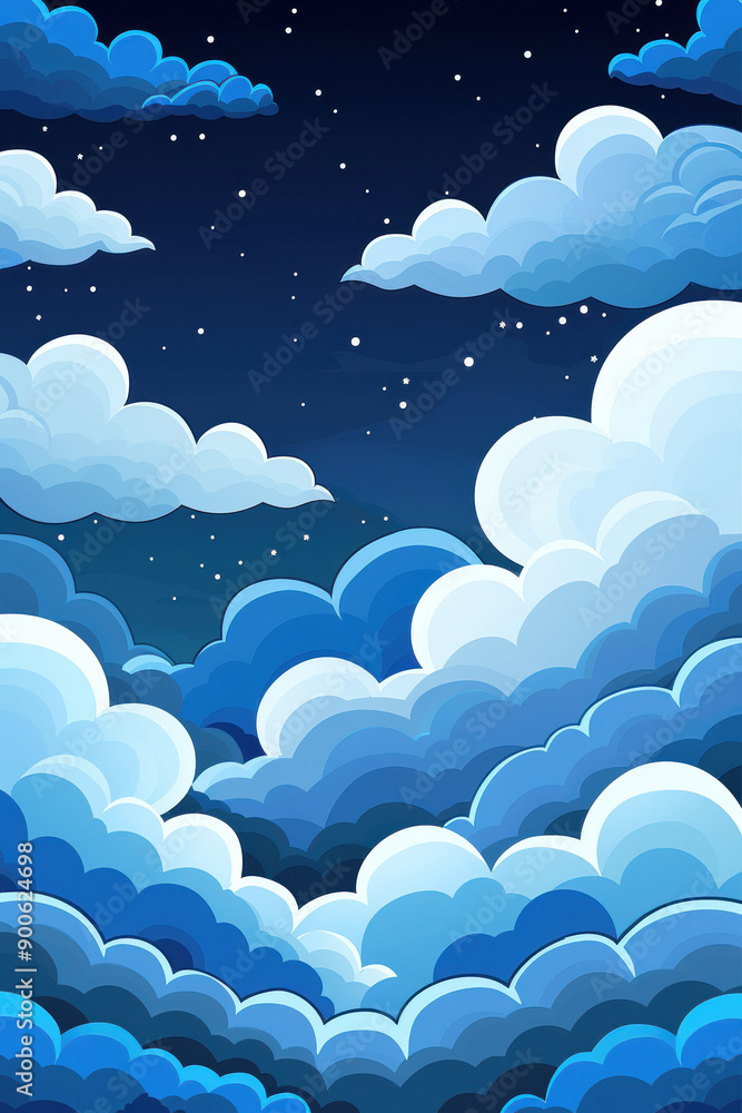 Blue Sky with White Cartoon Clouds Blue Sky with White Cartoon Clouds