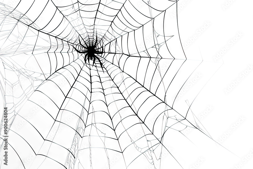 Obraz premium spider web design, black and white, line art, simple, clean background