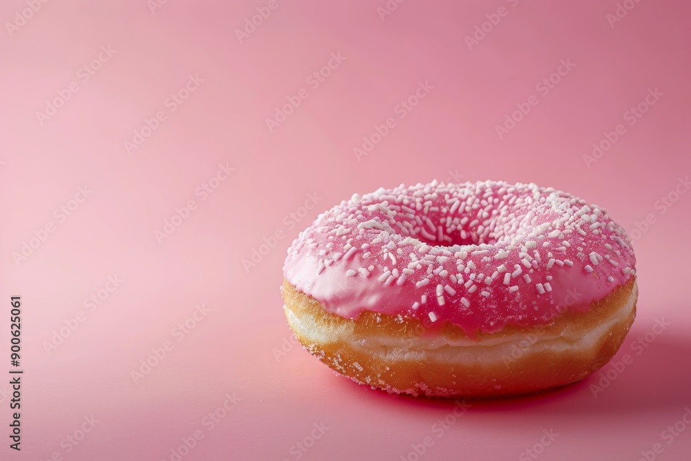Tasty Donut on Soft Pink Background Tasty Donut on Soft Pink Background