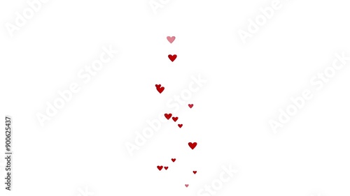 cartoon red heart floating up animation on white screen, heart floating up movement, likes floating, 2d animation, white background photo