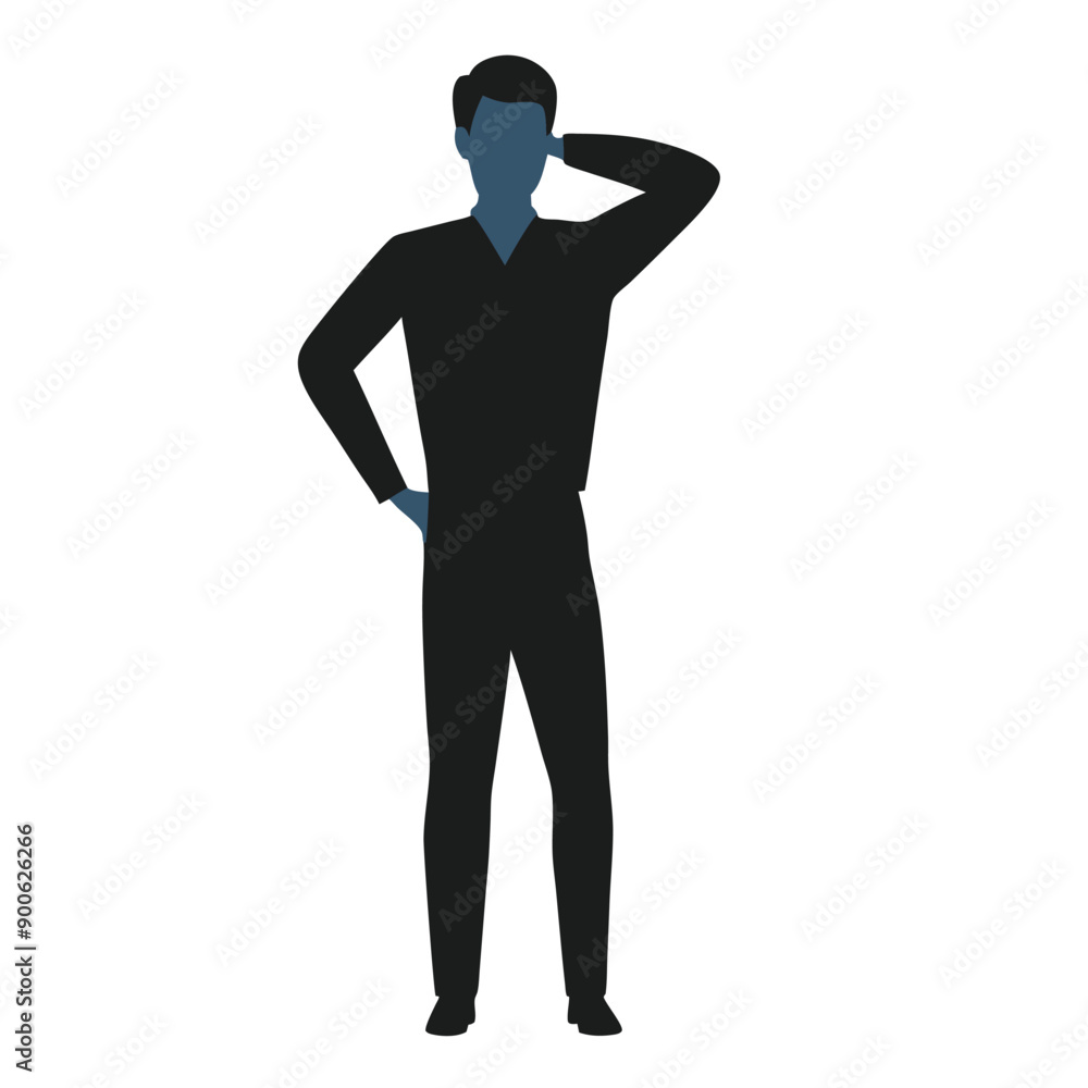 business man thinking pose, vector silhouette, business man thinking pose, vector silhouette,