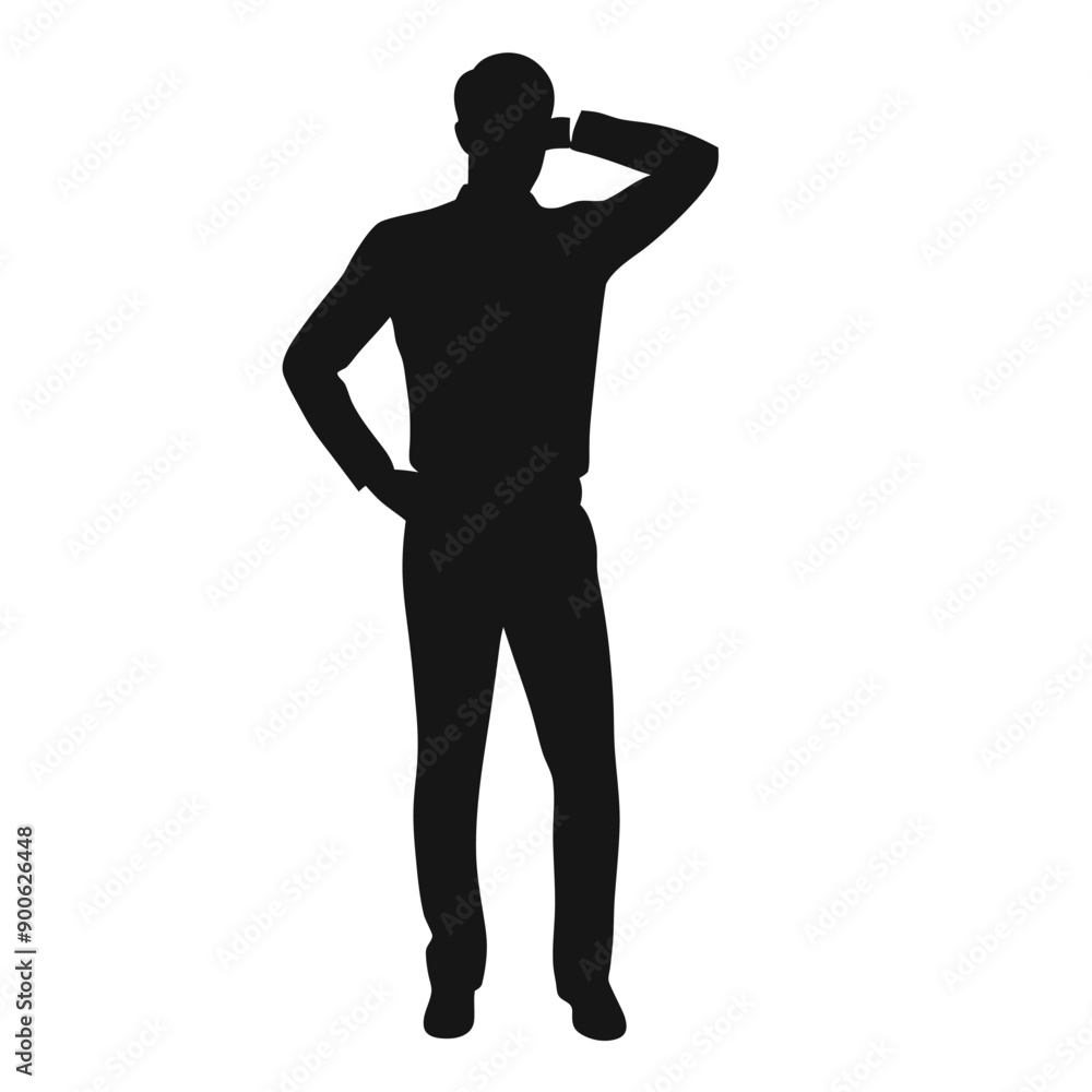 business man thinking pose, vector silhouette, business man thinking pose, vector silhouette,